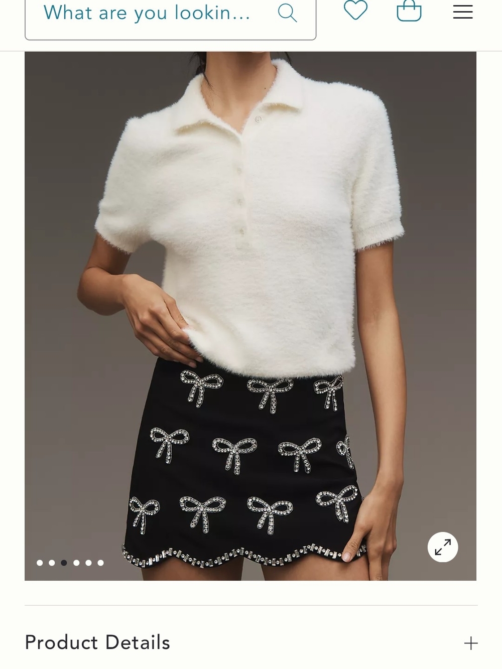 En Saison Black Mini Skirt with Crystal Bow Embellishments - Picture 3 of 5